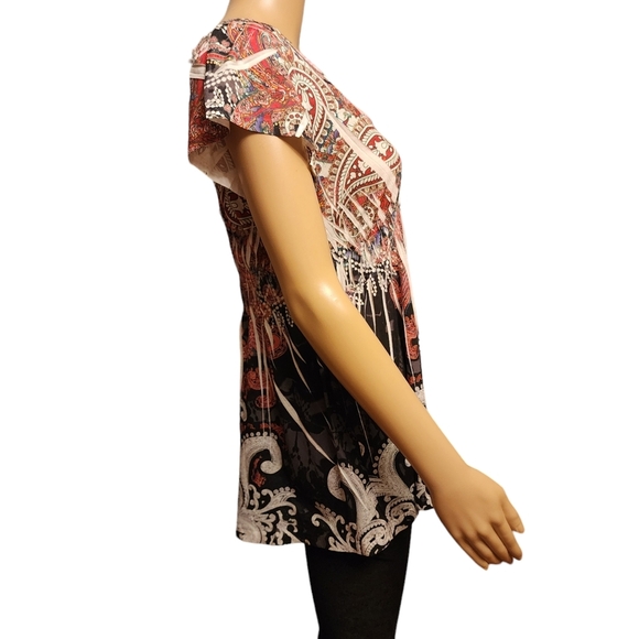 Live and Let Live Boho V-neck Crochet Lace Back Size M - Picture 4 of 12